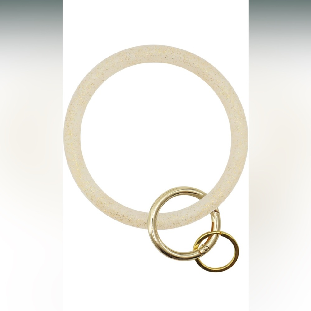 White and Gold Glitter Keychain